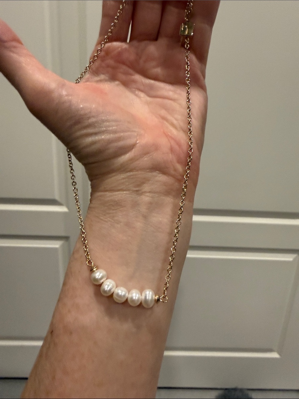 Park Lane Gold Chain Necklace with White Pearls